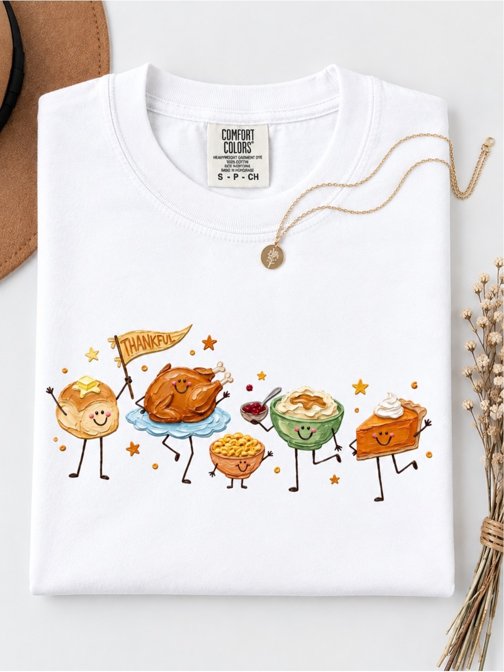 Comfort Colors Thanksgiving Doodle T-Shirt, Happy Thankful Graphic Tee